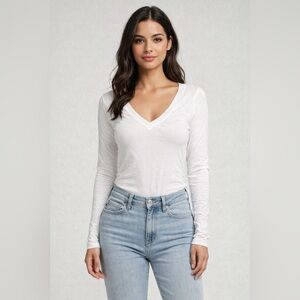 Mts White Long Sleeve Bamboo Fiber Bodysuit Soft Stretch Layering Top S